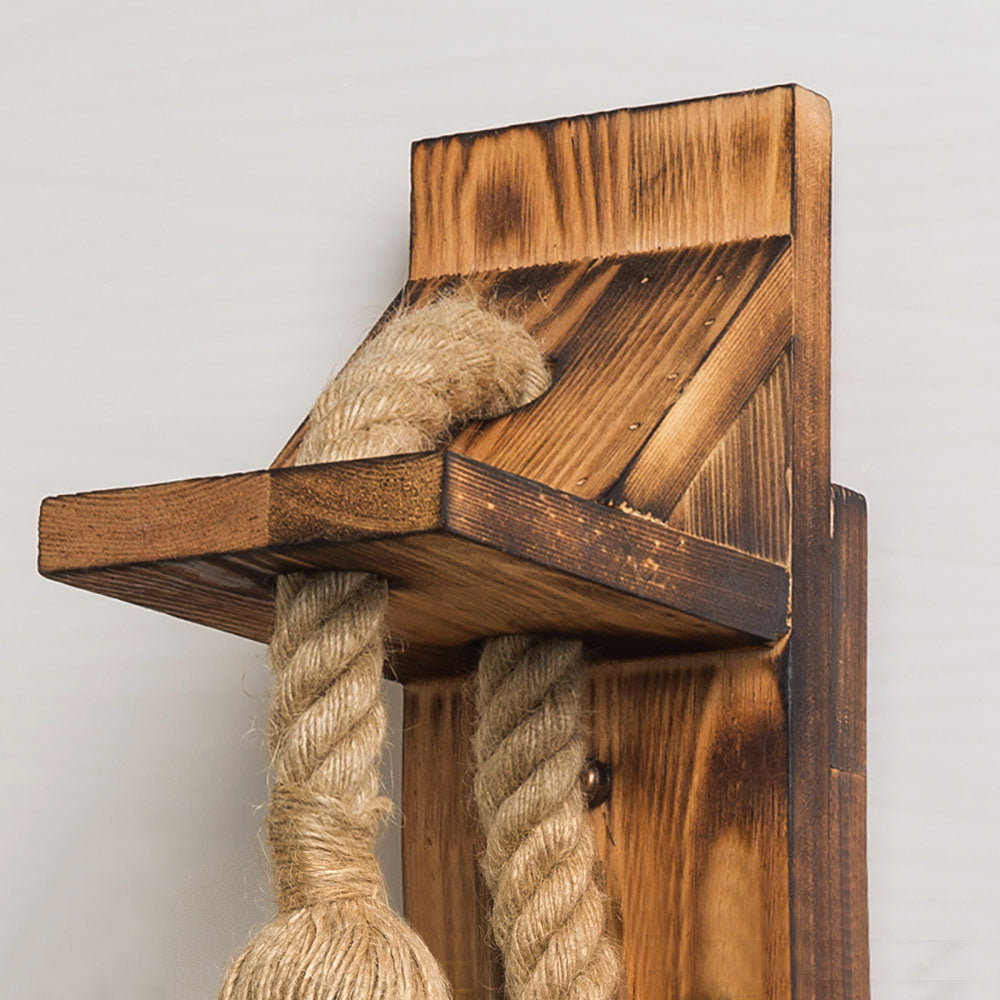 Austin Vintage Rechthoekige LED Wandlamp, Hout/Houtdraad, Woonk/Eetk/ Slaapkamer