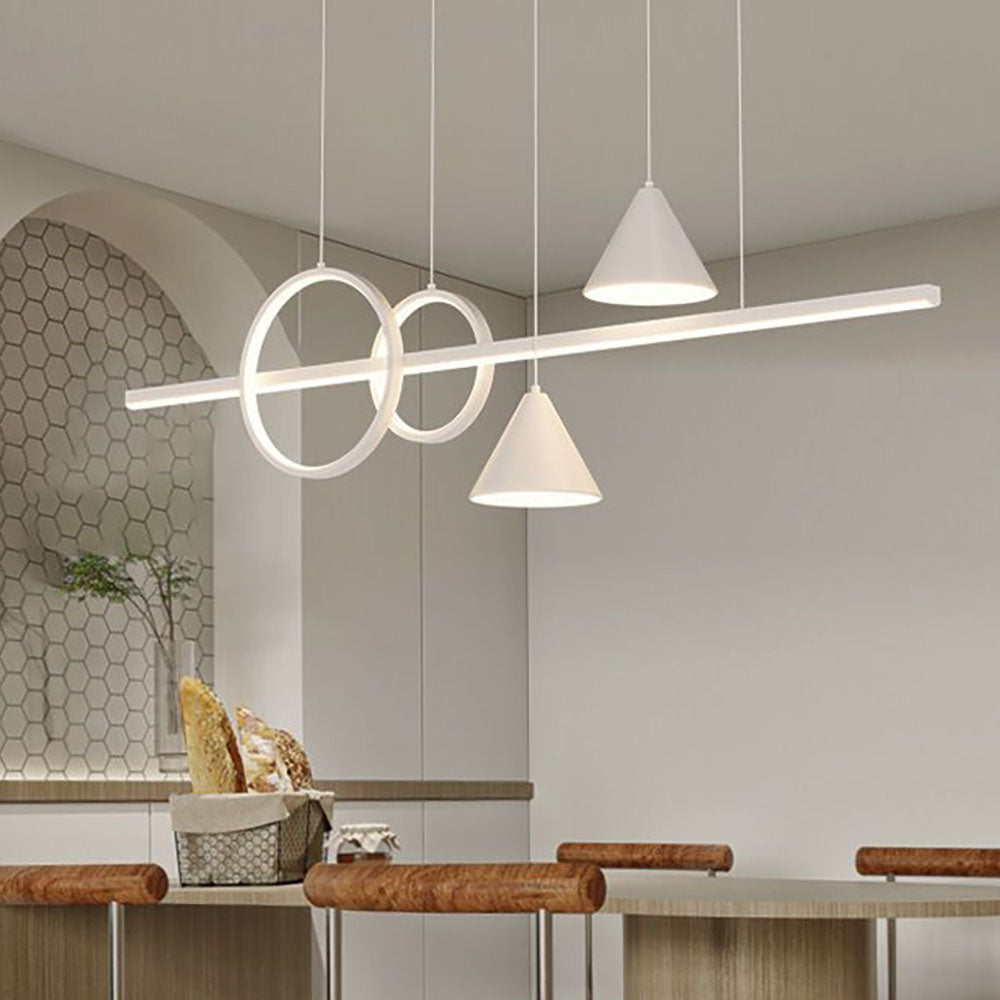 Edge Eigentijdse Lineaire Metalen Hanglampen Geometrische Stijl Wit/Zwart