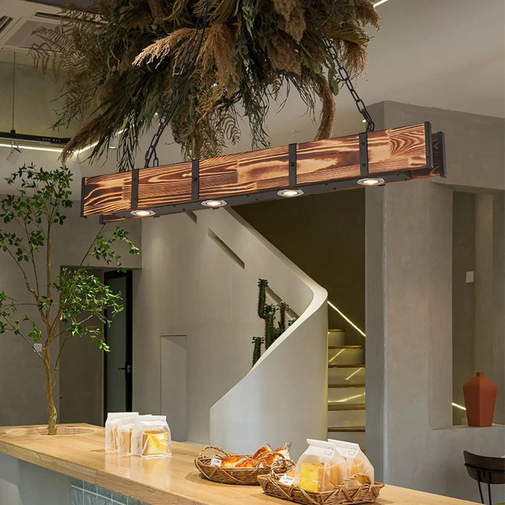 Alessio Industrie LED Hanglampen Zwart Metaal Hout Woonkamer Slaapkamer