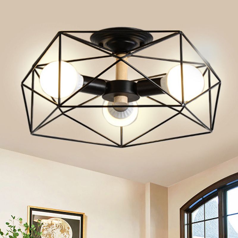 Cooley Moderne Geometrische Lantaarn Metaal Inbouw Plafondlamp Zwart/Wit/Goud