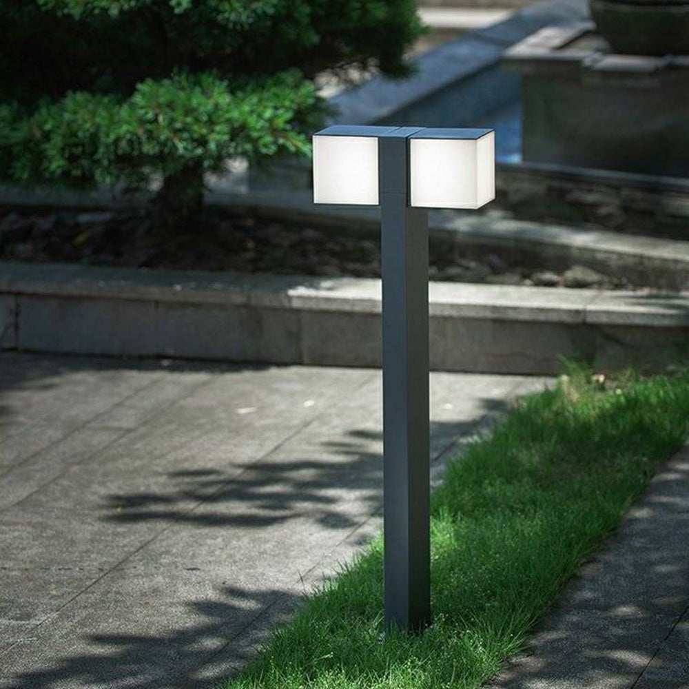 Pena Moderne LED Kubus Buitenlamp Zonne Metaal Zwart Tuin/Stoeprand/Balkon