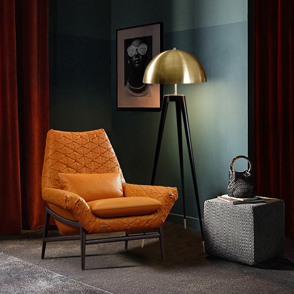 Carins Moderne Bol/Driepoot LED Vloerlamp Zwart/Goud Metaal Slaapkamer