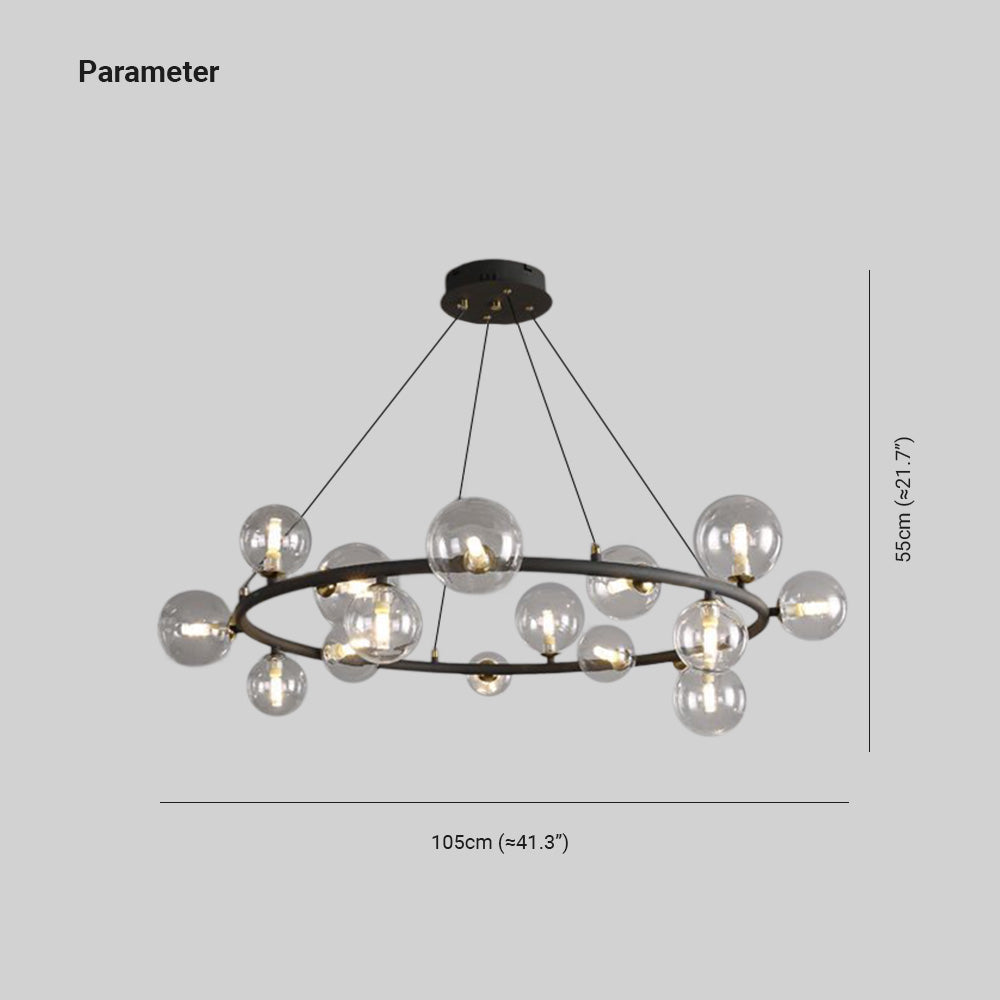 Valentina Moderne Design LED Glazen Bol Ring Kroonluchter Goud/Zwart Woonkamer/Slaapkamer