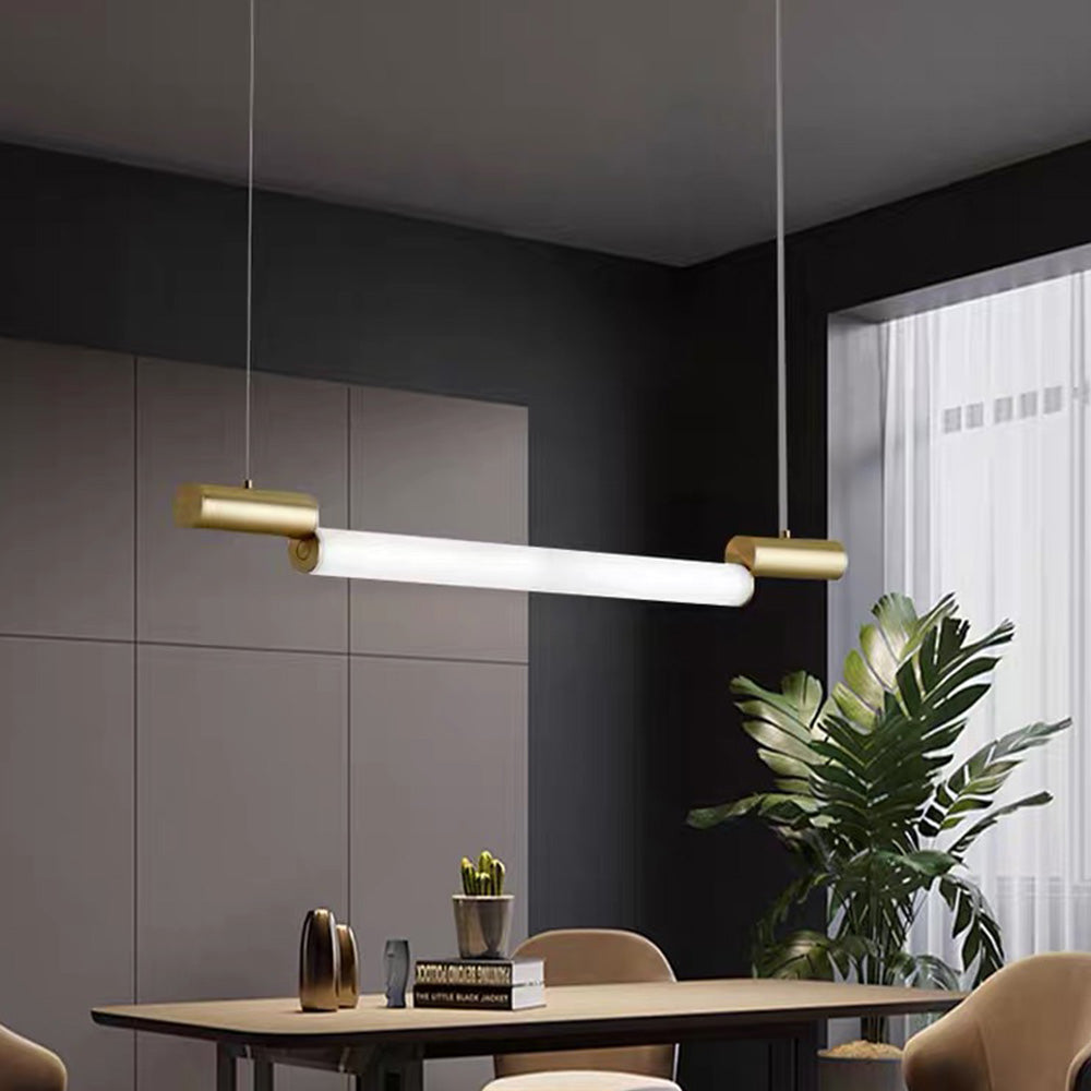 Edge Moderne Lineaire LED Hanglamp Wit Goud Metaal Acryl Eetkamer