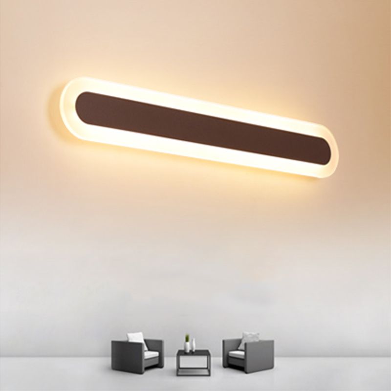 Edge Modern Linear Vanity Wall Lamp, White/Brown, Bathroom