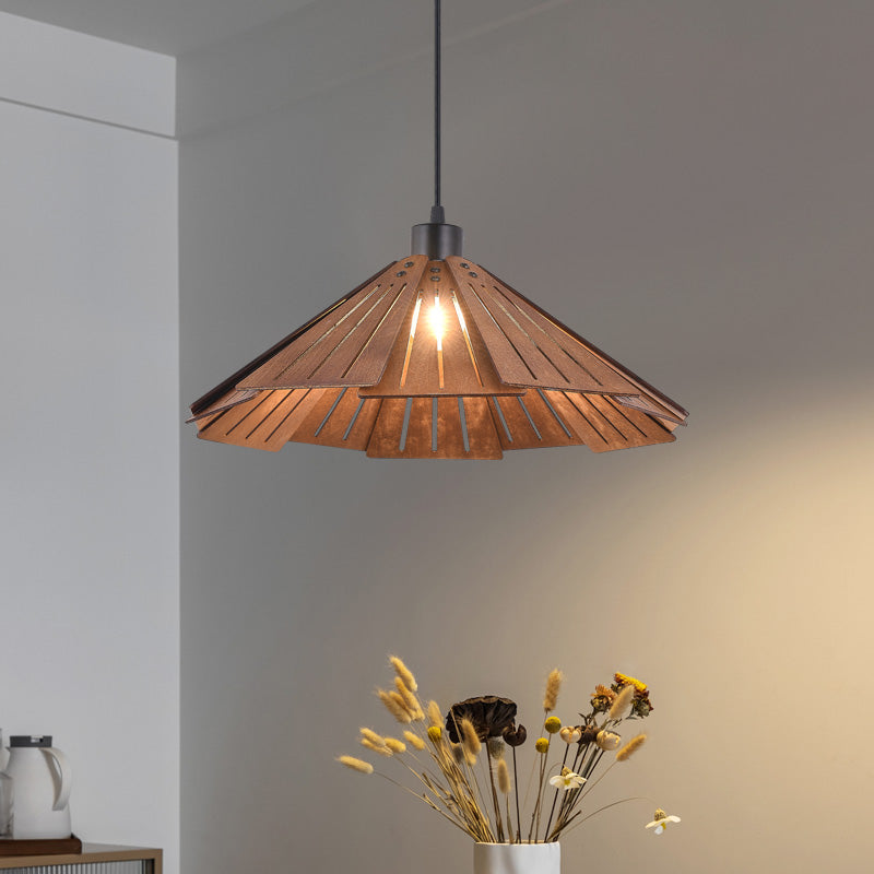 Muto Retro LED Hanglampen Bruin Geel Metaal Hout Woonkamer