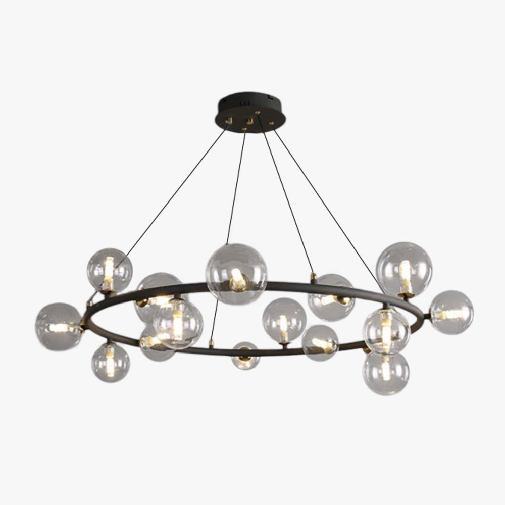 Valentina Moderne Design LED Glazen Bol Ring Kroonluchter Goud/Zwart Woonkamer/Slaapkamer