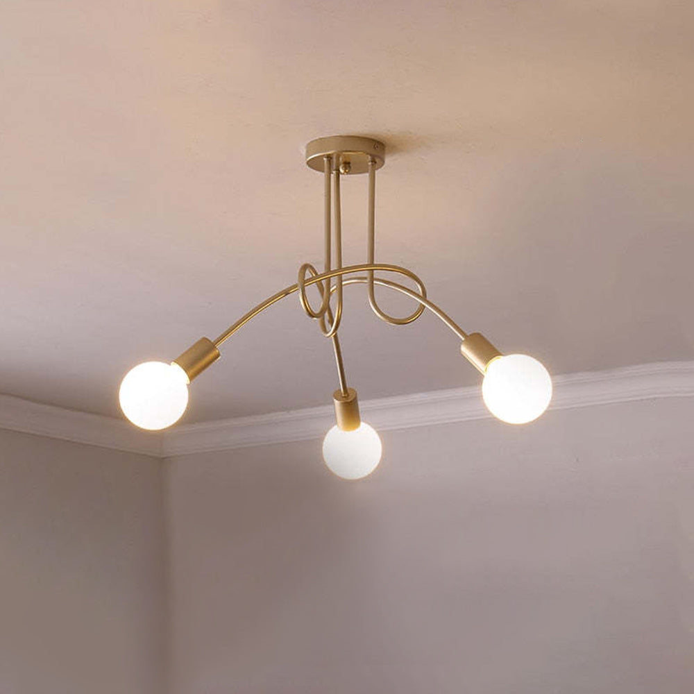 Valentina Moderne Lineaire Curve Plafondlampen Goud Zwart Woonkamer Slaapkamer