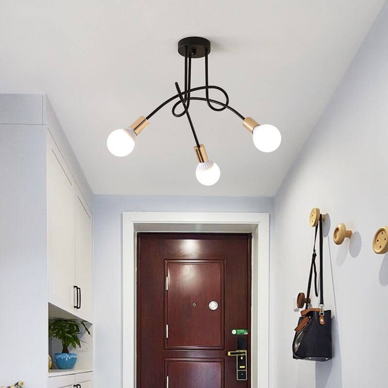 Valentina Moderne Lineaire Curve Plafondlampen Goud Zwart Woonkamer Slaapkamer