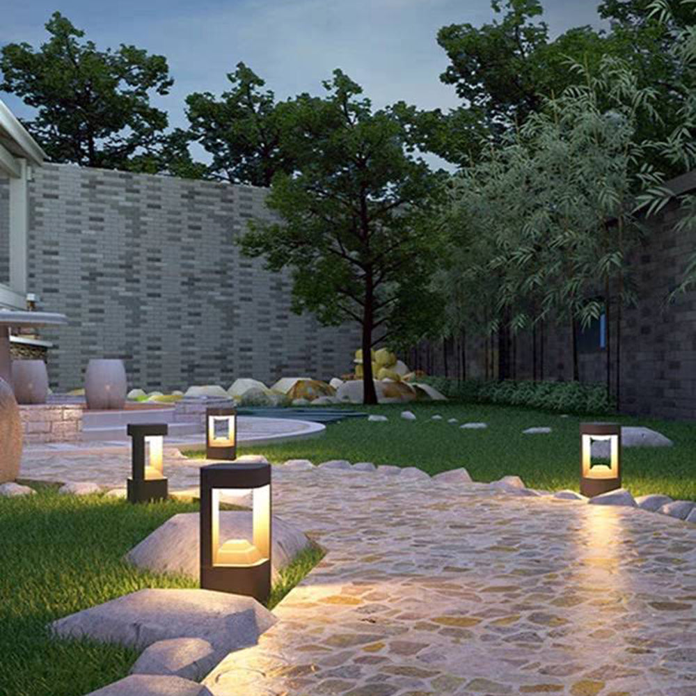 Pena Moderne Cilinder LED Vloerlamp Zwart Metaal Buiten Tuin