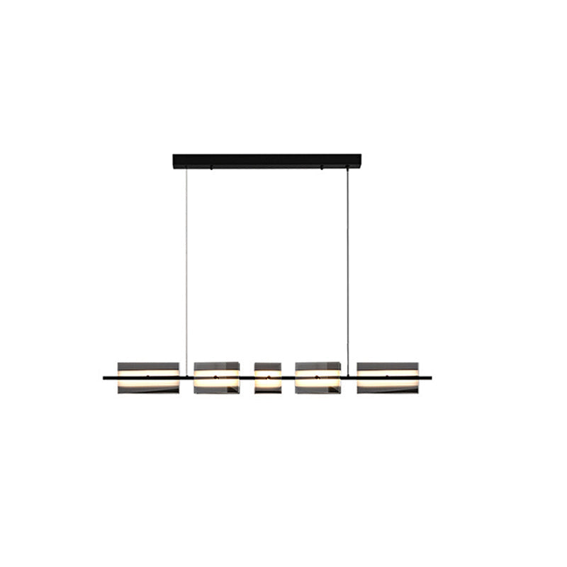 Evette Moderne Scandinavische Lineaire Metaal/Glas Hanglamp Messing/Zwart Eetkamer