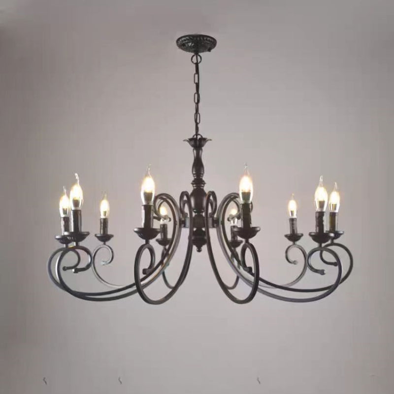 Silva Vintage Kaarsen Kroonluchter Zwart Metaal Slaapkamer/Woonkamer