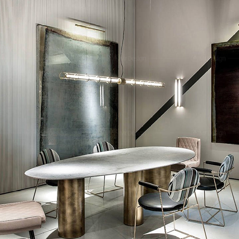 Edge Moderne Industriele LED Hanglamp Goud Woonkamer Eettafel Metaal&Glas