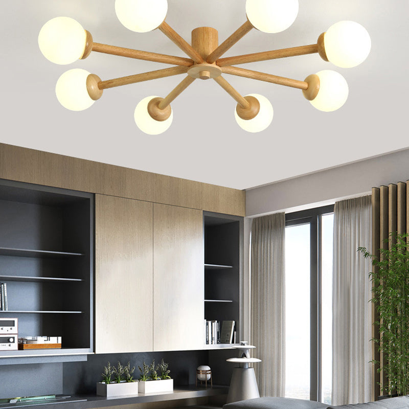 Ozawa Moderne Plafondlampen Hout Glas Woonkamer Slaapkamer Eetkamer