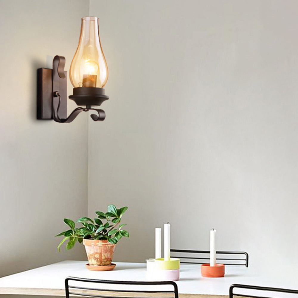 Alessio Vintage Design Kaars Wandlamp Hout Metalen Woon/Slaapkamer
