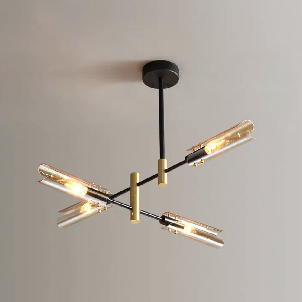 Sanna Moderne Plafondlamp Metaal/Glas Half-Inbouw Grijs/Amber Slaap/Eetkamer