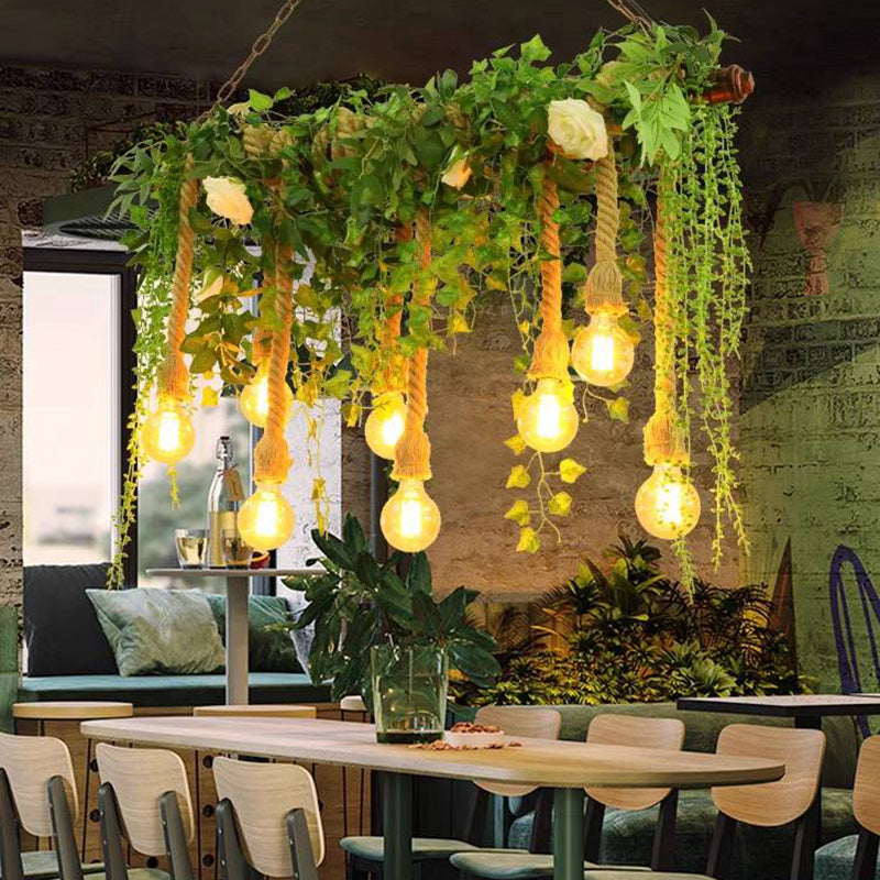 Nest Vintage Design LED Hanglamp Kunstgras Groen Woonkamer