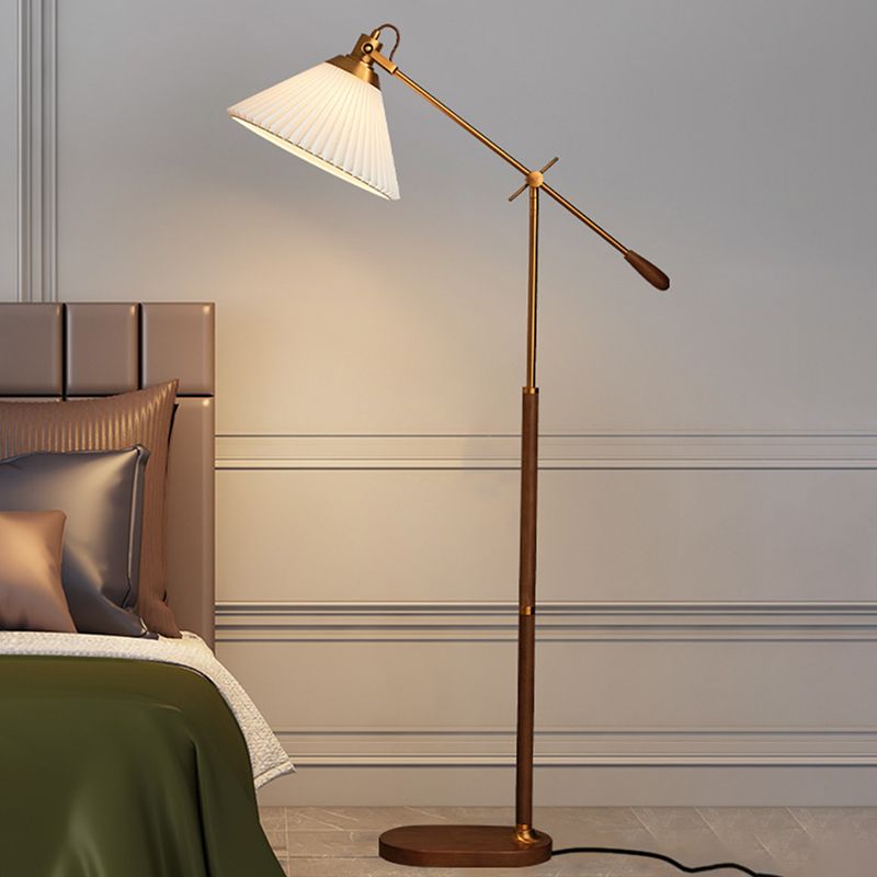 Ozawa Retro Design LED Vloerlamp Geplooid Metaal/Hout Woonkamer/Slaapkamer