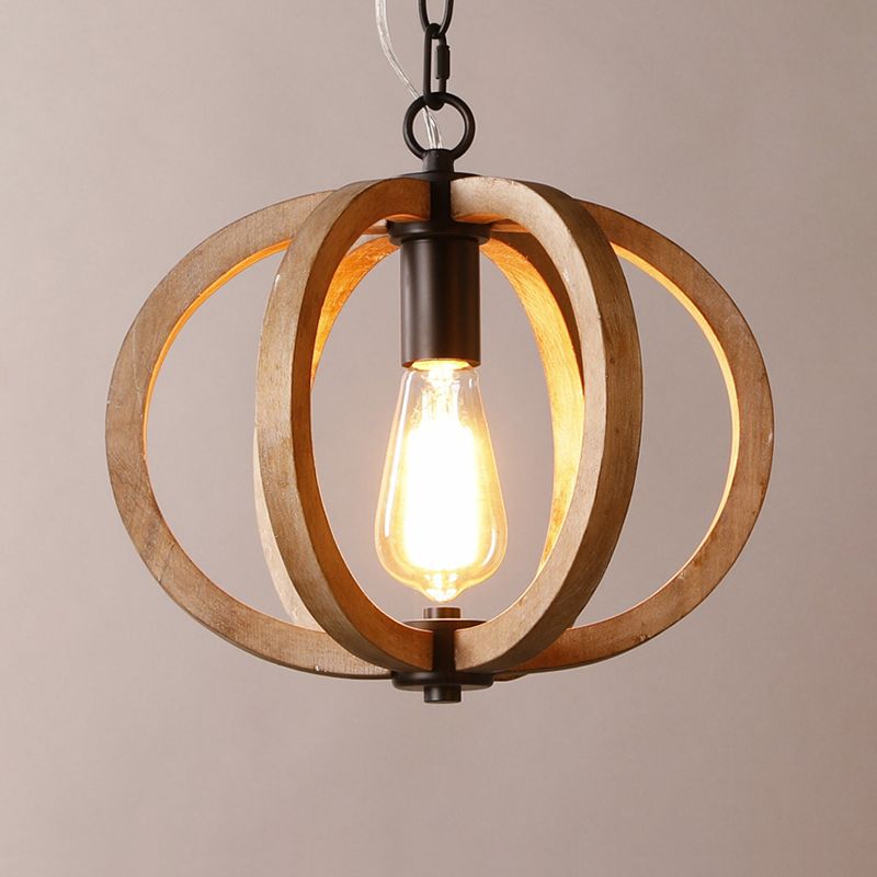 Alessio Orb/Gourd Wood Pendant Light