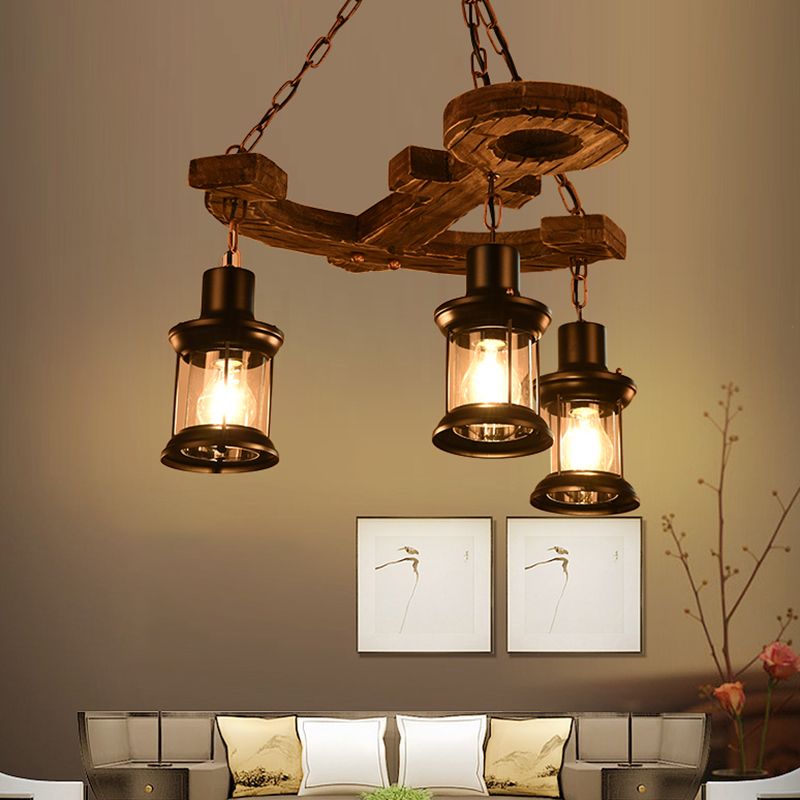 Austin Retro Design Hanglamp Kroonluchter Van Hout/Metaal