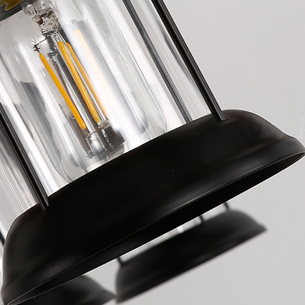 Austin Retro Metal/Wood Lantern Pendant Light, Walnut