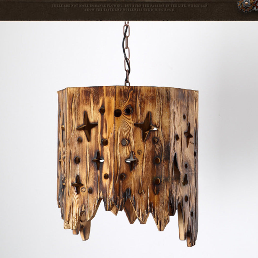 Austin Retro Starry Metal & Wood Pendant Light