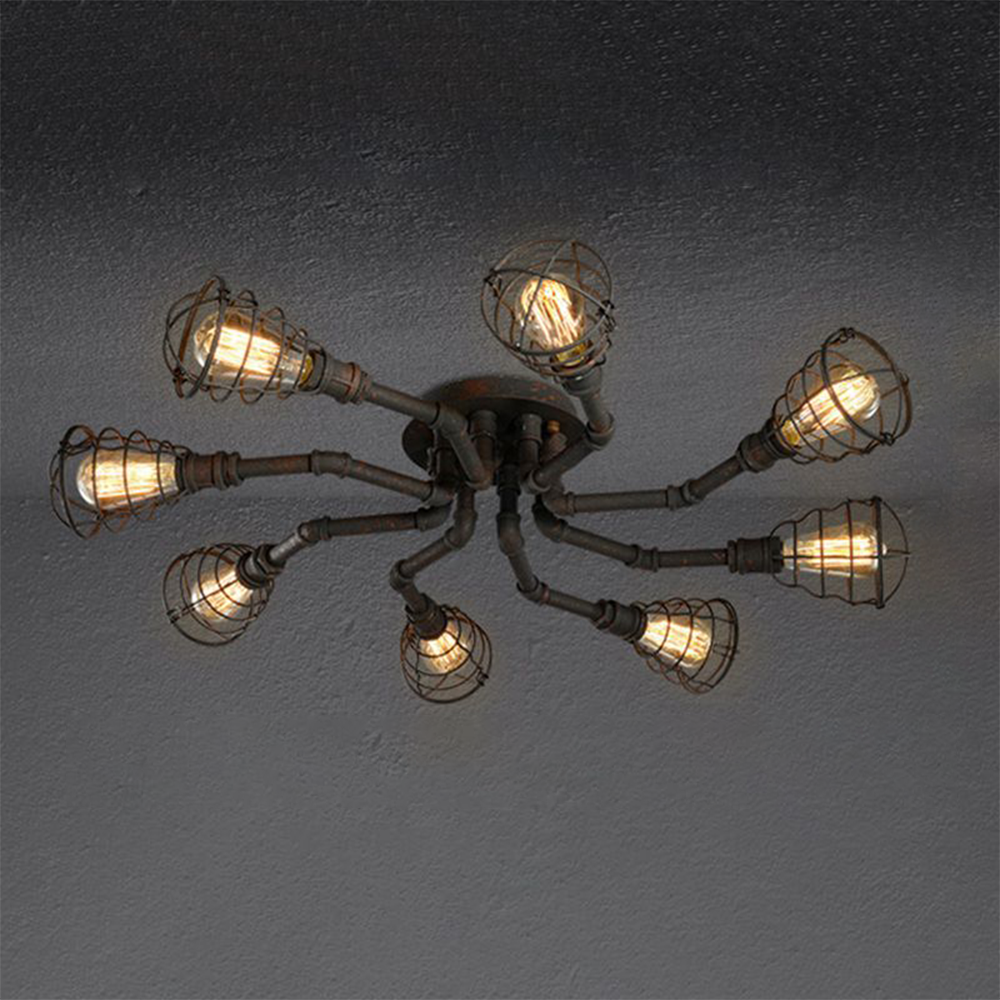 Alessio Industriele LED Plafondlamp Zwart/Messing Metaal Woon/Slaapkamer