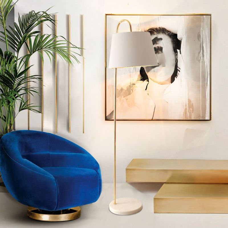 Eryn Moderne Cilinder Vloerlamp, Zwart/Wit, Metaal/Stof, Slaapkamer