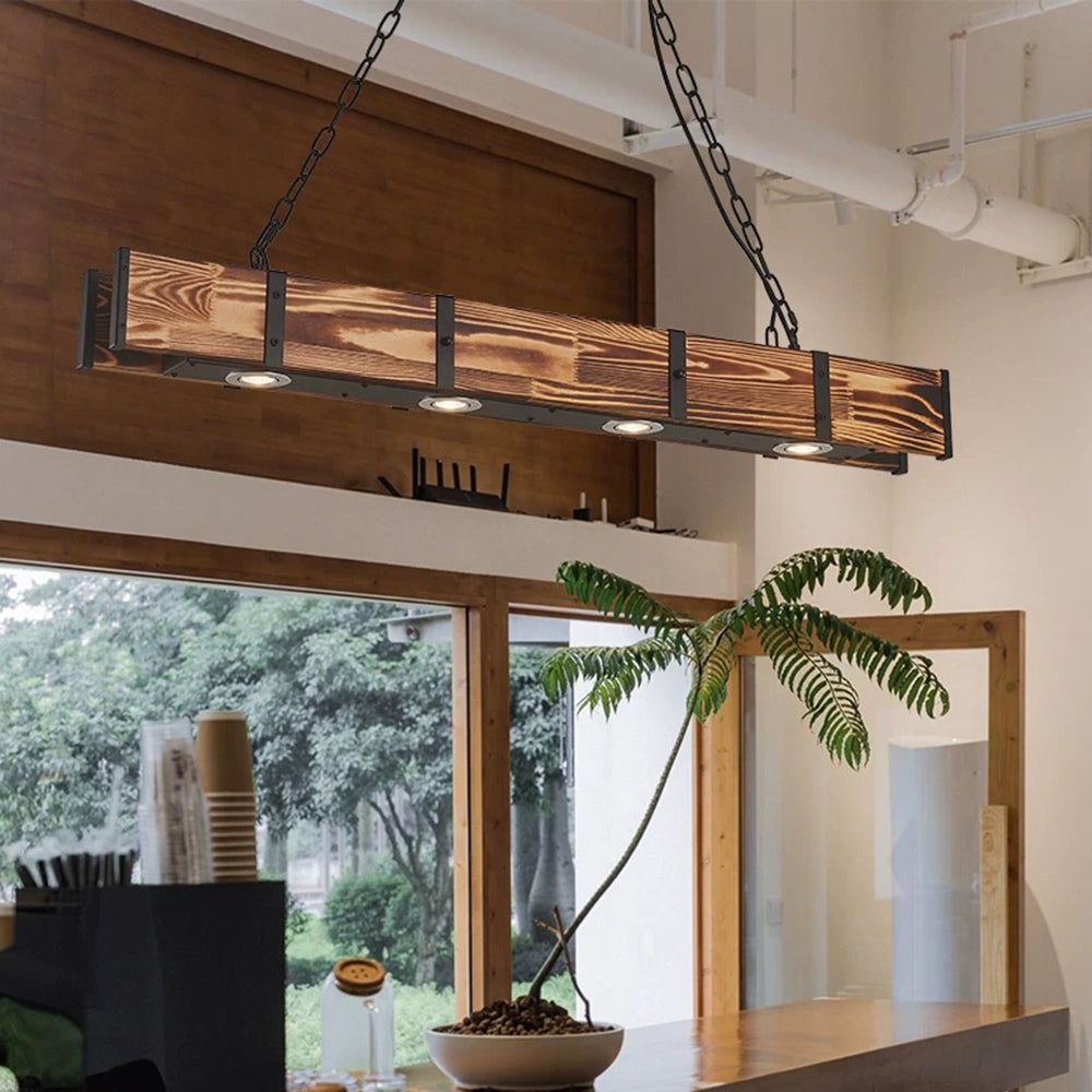 Alessio Industrie LED Hanglampen Zwart Metaal Hout Woonkamer Slaapkamer