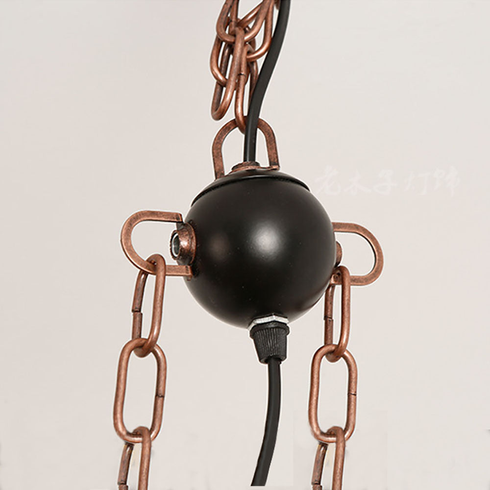 Austin Retro 14 Lantern Wood/Metal Chandelier