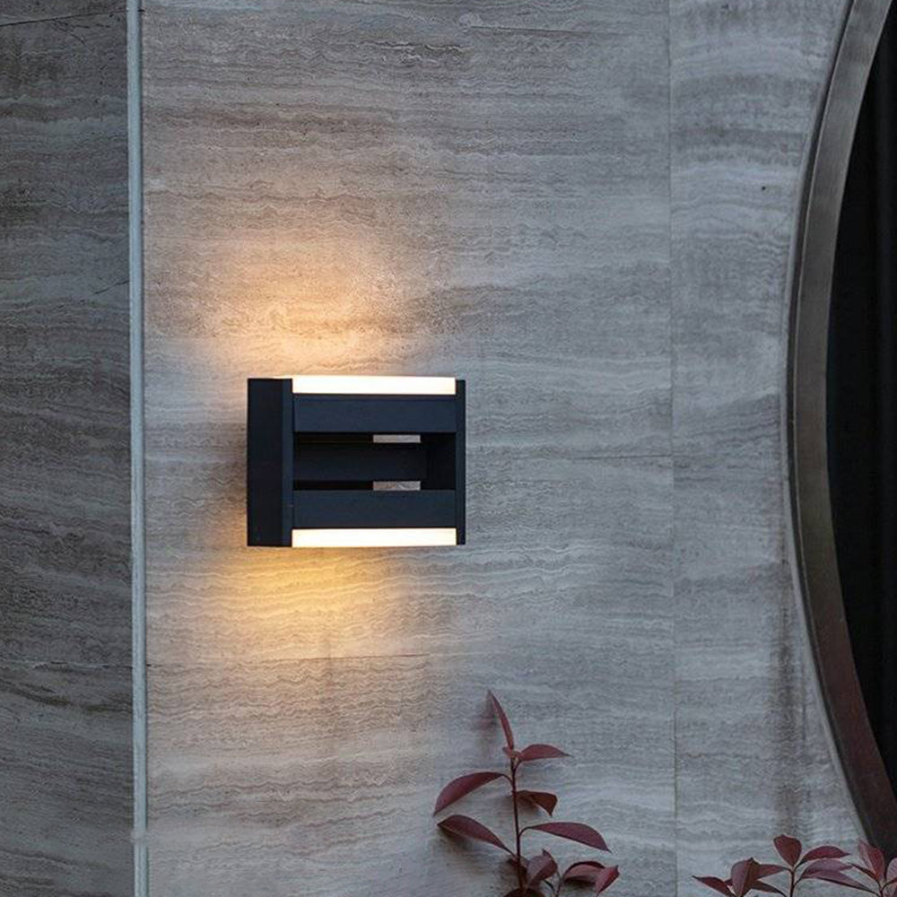 Orr Moderne LED Kubus Buitenlamp Sensor Metaal Zwart Tuin/Stoeprand/Balkon