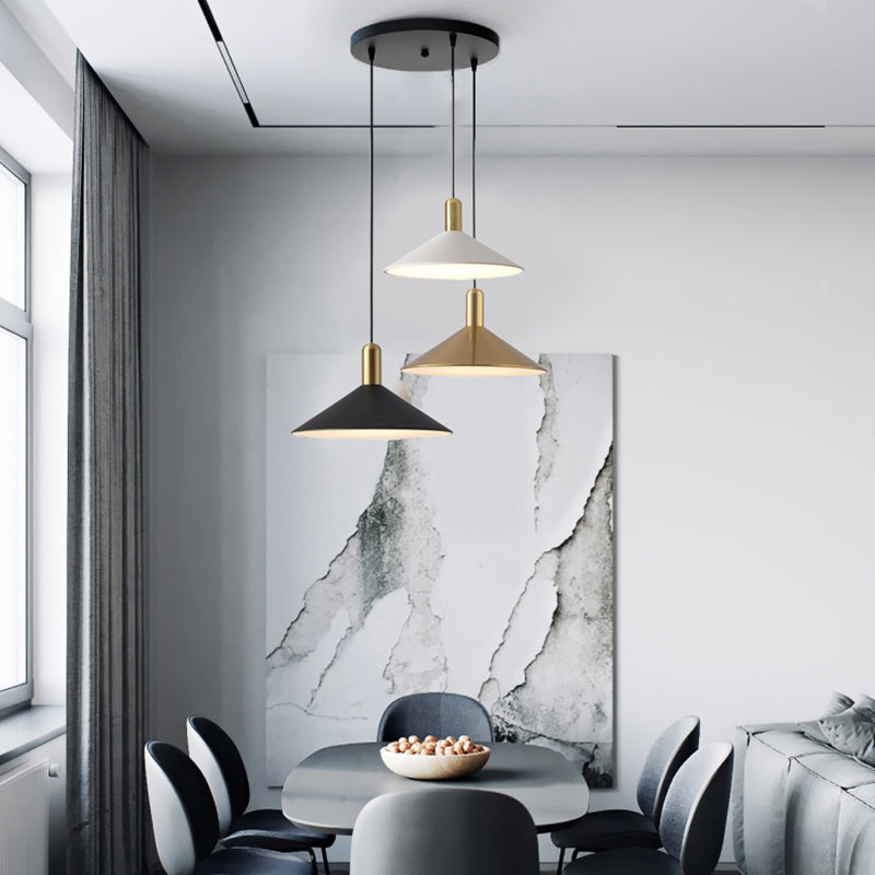 Carins Kegelvormig Design LED Hanglampen Zwart Wit Goud Metaal Eetkamer