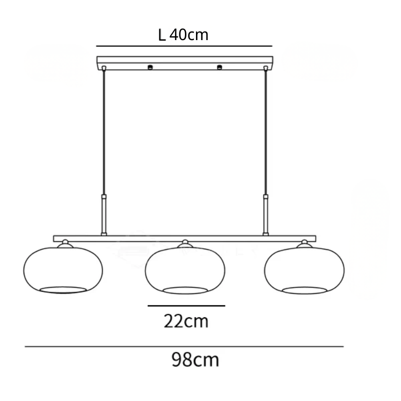 Lumeiella hanglamp 3-licht bolvormig lineair