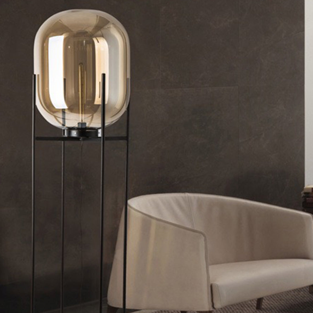Salgado Ronde LED Vloerlamp Zwart Glas Metaal Woonkamer Slaapkamer