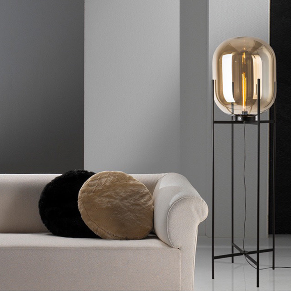 Salgado Ronde LED Vloerlamp Zwart Glas Metaal Woonkamer Slaapkamer