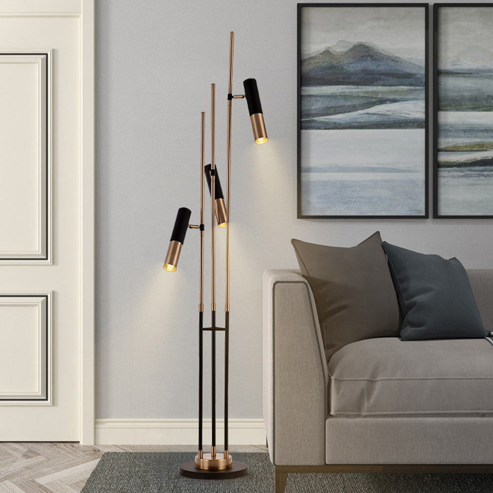 Salgado Vintage Design LED Vloerlamp Goud Zwart Metaal Woonkamer