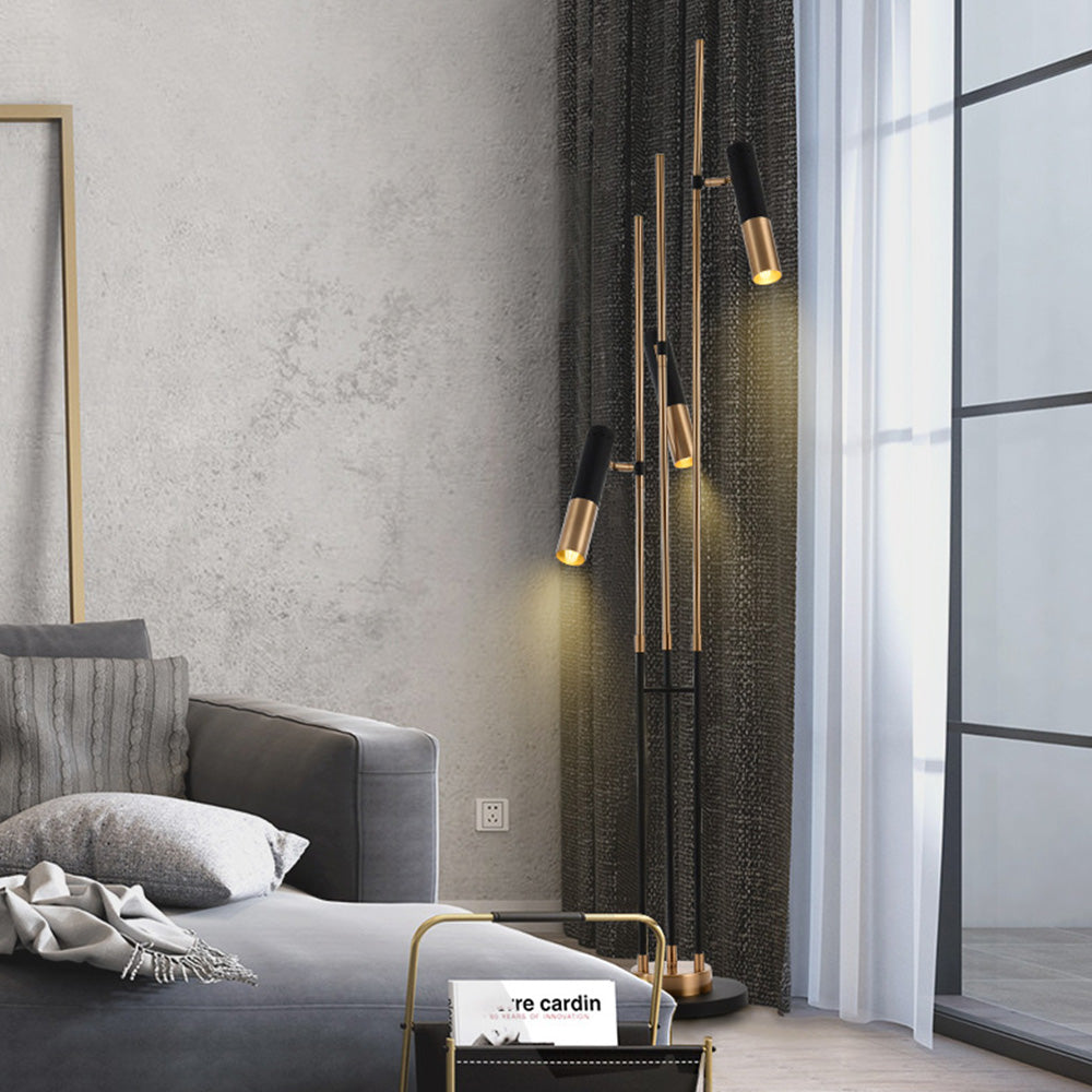 Salgado Vintage Design LED Vloerlamp Goud Zwart Metaal Woonkamer