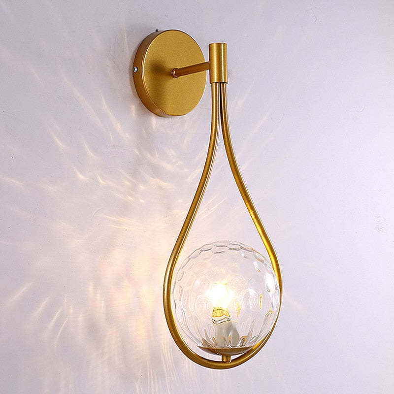 Valentina Nordic Creative Minimalistische Waterdruppel Glazen Wandlamp Metaal/Glas Goud Eet/Slaap/Woonkamer