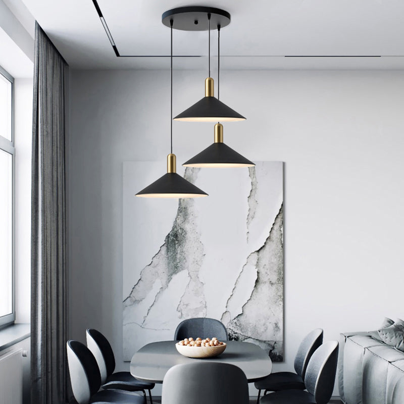 Carins Kegelvormig Design LED Hanglampen Zwart Wit Goud Metaal Eetkamer