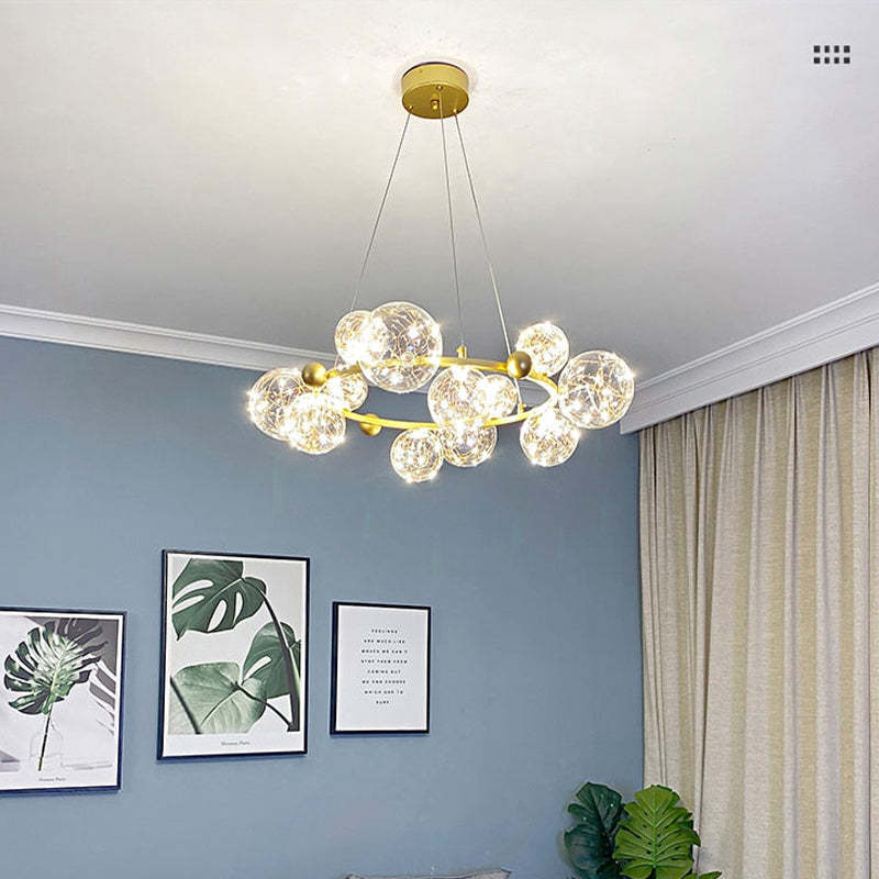 Valentina Modern Cirkel Round Metaal Glas Hanglampens Woonkamer Slaapkamer