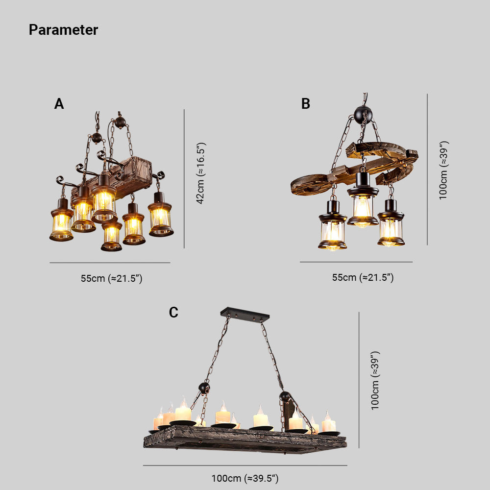 Austin Retro Design Hanglamp Kroonluchter Van Hout/Metaal