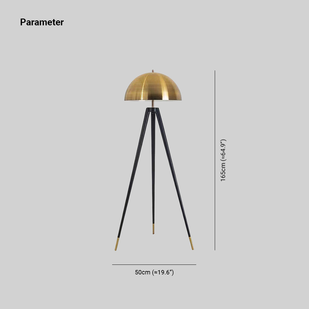 Carins Moderne Bol/Driepoot LED Vloerlamp Zwart/Goud Metaal Slaapkamer