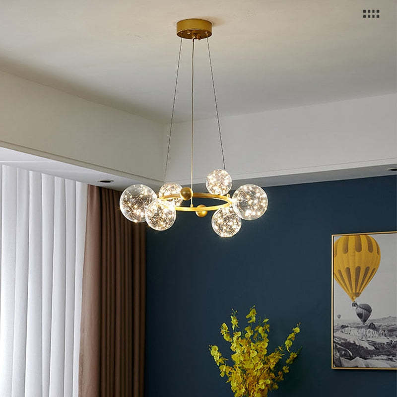 Valentina Modern Cirkel Round Metaal Glas Hanglampens Woonkamer Slaapkamer