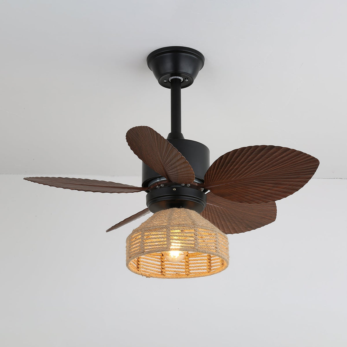 Rivora Tropische plafondventilator met verlichting van rotan