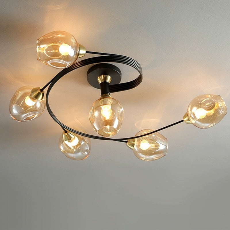 Valentina Moderne Mooi LED Plafondlampen Stijlvol Zwart Metaal/Glas Slaapkamer