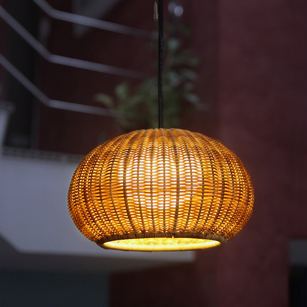 Ritta Retro Lantern Goud Hanglamp Rotan Bamboe/Acryl Slaapkamer