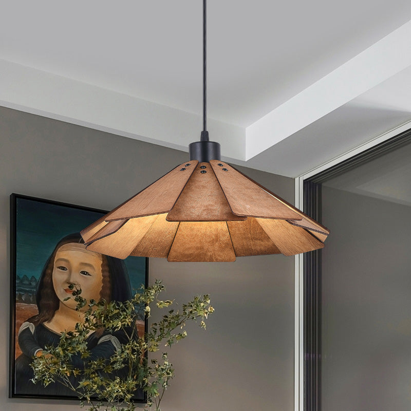 Muto Retro LED Hanglampen Bruin Geel Metaal Hout Woonkamer