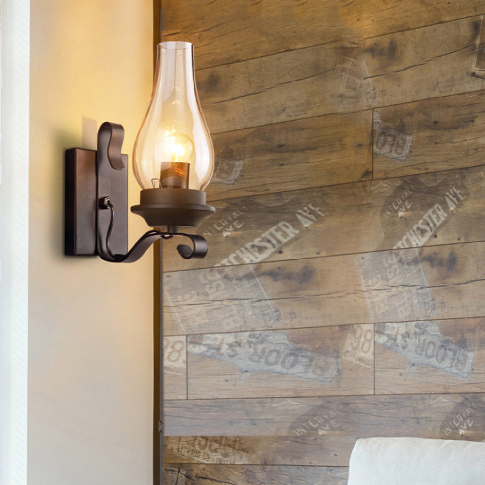 Alessio Vintage Design Kaars Wandlamp Hout Metalen Woon/Slaapkamer