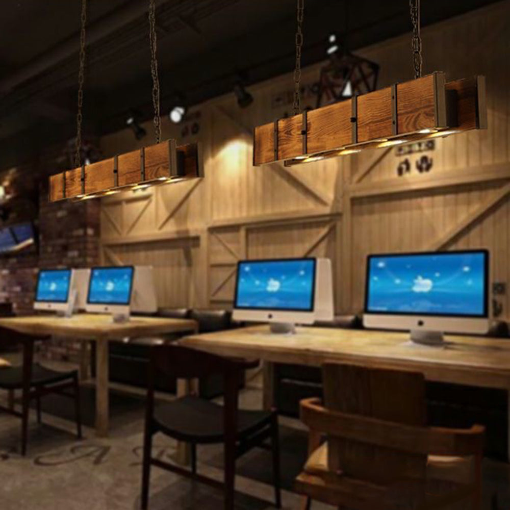 Alessio Industrie LED Hanglampen Zwart Metaal Hout Woonkamer Slaapkamer