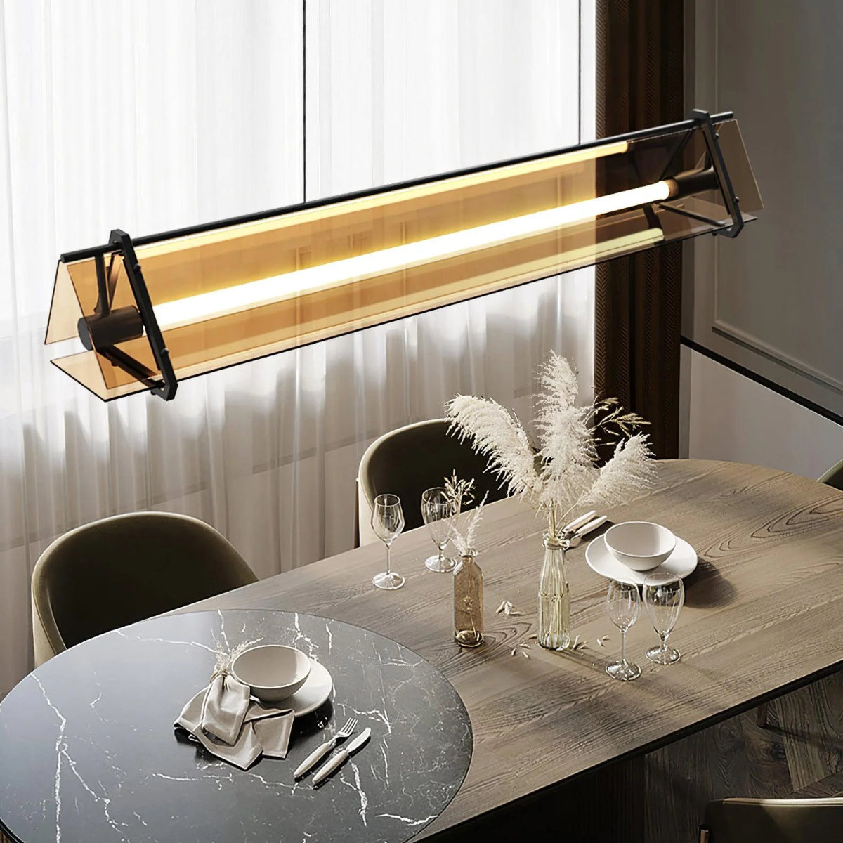 Edge Industriële Driehoek Hanglampen Goud Metaal/Glas